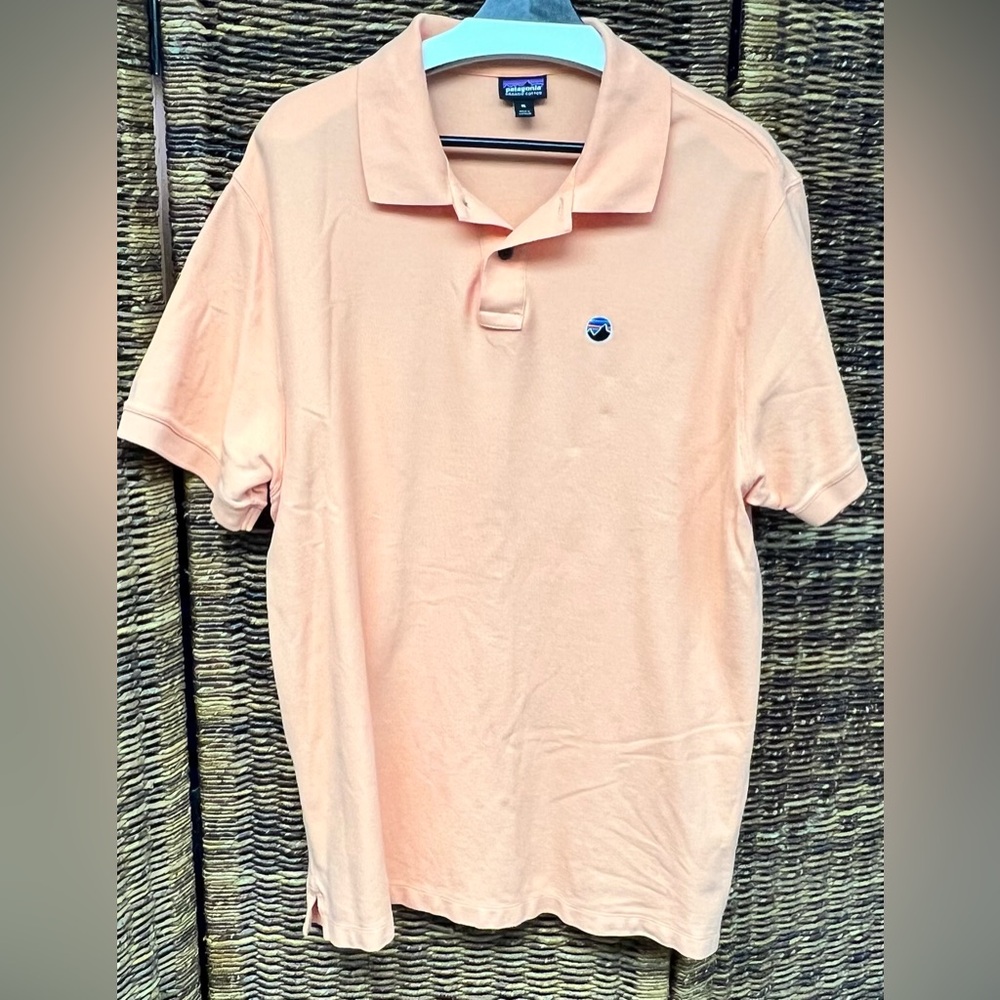 Patagonia Light Orange Polo Shirt- Organic Cotton, XLarge
